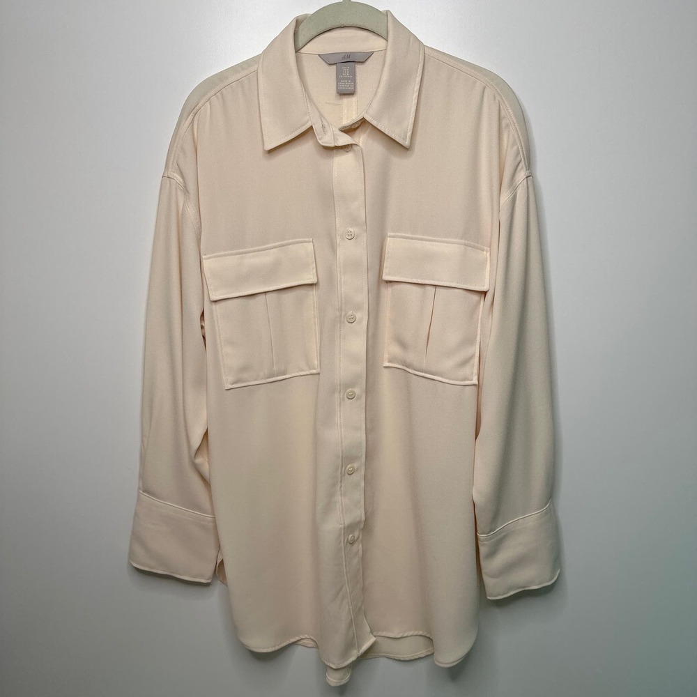 Like New Womens H&M Button Down Blouse Medium Cream